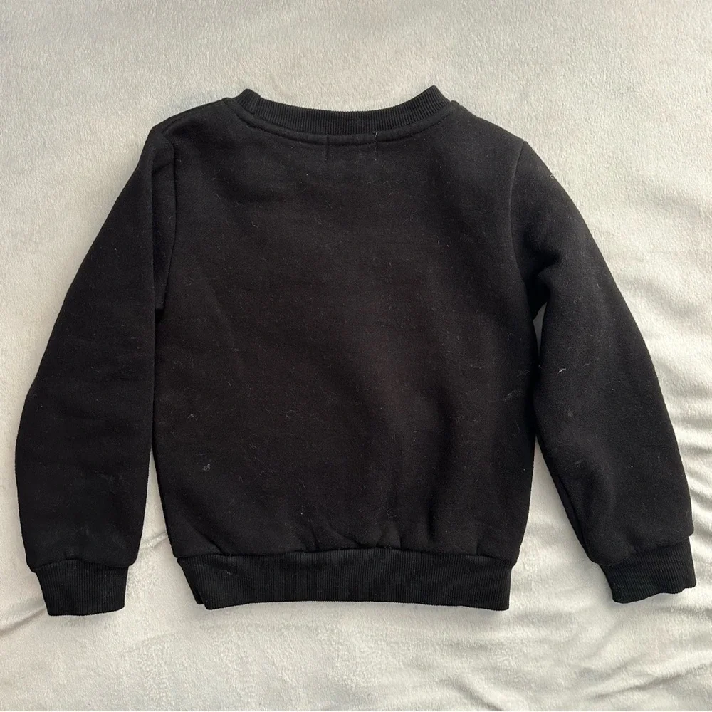 Lola + the Boys Beaded & Sequins “Dreamer” Patch Sweatshirt Girls 4 black flashy